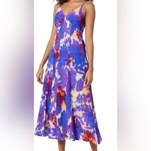 Blue and Purple Sleeveless Maxi Sundress for Wedding Guest
